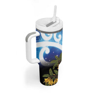Kekeru New Zealand Matariki Tumbler With Handle Kukupa Kowhai Maori New Year Blue Version LT14 - Polynesian Pride