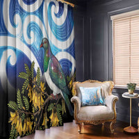 Kekeru New Zealand Matariki Window Curtain Kukupa Kowhai Maori New Year Blue Version LT14 - Polynesian Pride