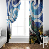 Kekeru New Zealand Matariki Window Curtain Kukupa Kowhai Maori New Year Blue Version LT14 - Polynesian Pride