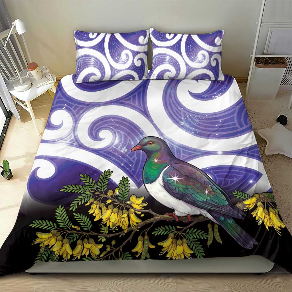 Kekeru New Zealand Matariki Bedding Set Kukupa Kowhai Maori New Year Purple Version LT14 - Polynesian Pride