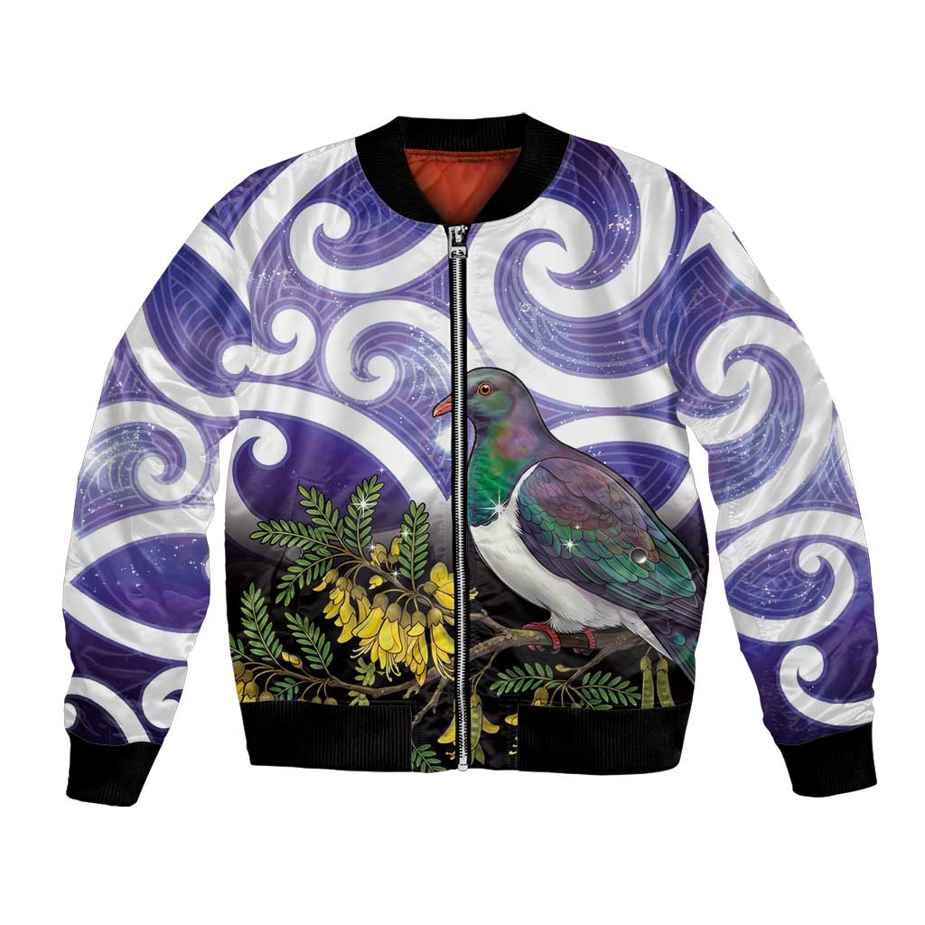 Kekeru New Zealand Matariki Bomber Jacket Kukupa Kowhai Maori New Year Purple Version LT14 Unisex Purple - Polynesian Pride