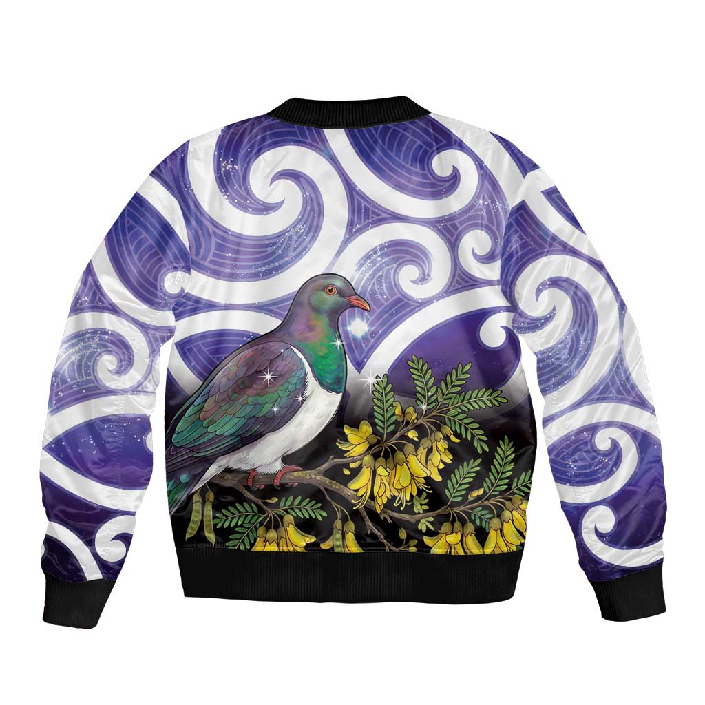 Kekeru New Zealand Matariki Bomber Jacket Kukupa Kowhai Maori New Year Purple Version LT14 - Polynesian Pride