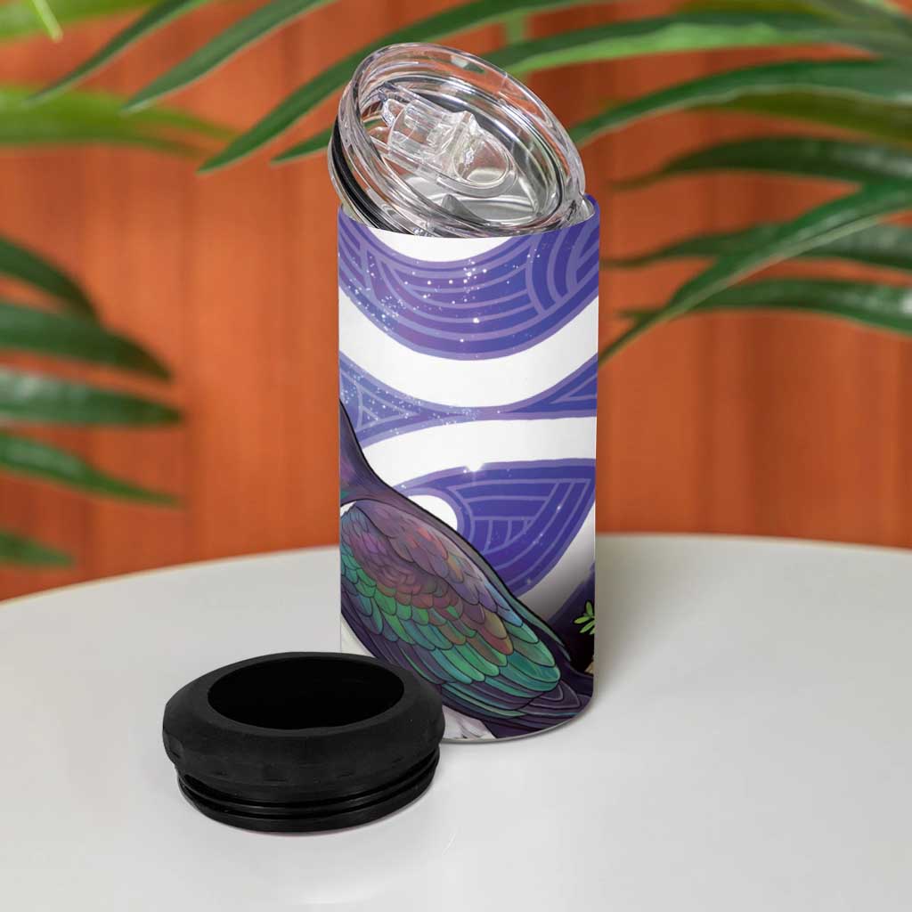 Kekeru New Zealand Matariki 4 in 1 Can Cooler Tumbler Kukupa Kowhai Maori New Year Purple Version LT14 - Polynesian Pride