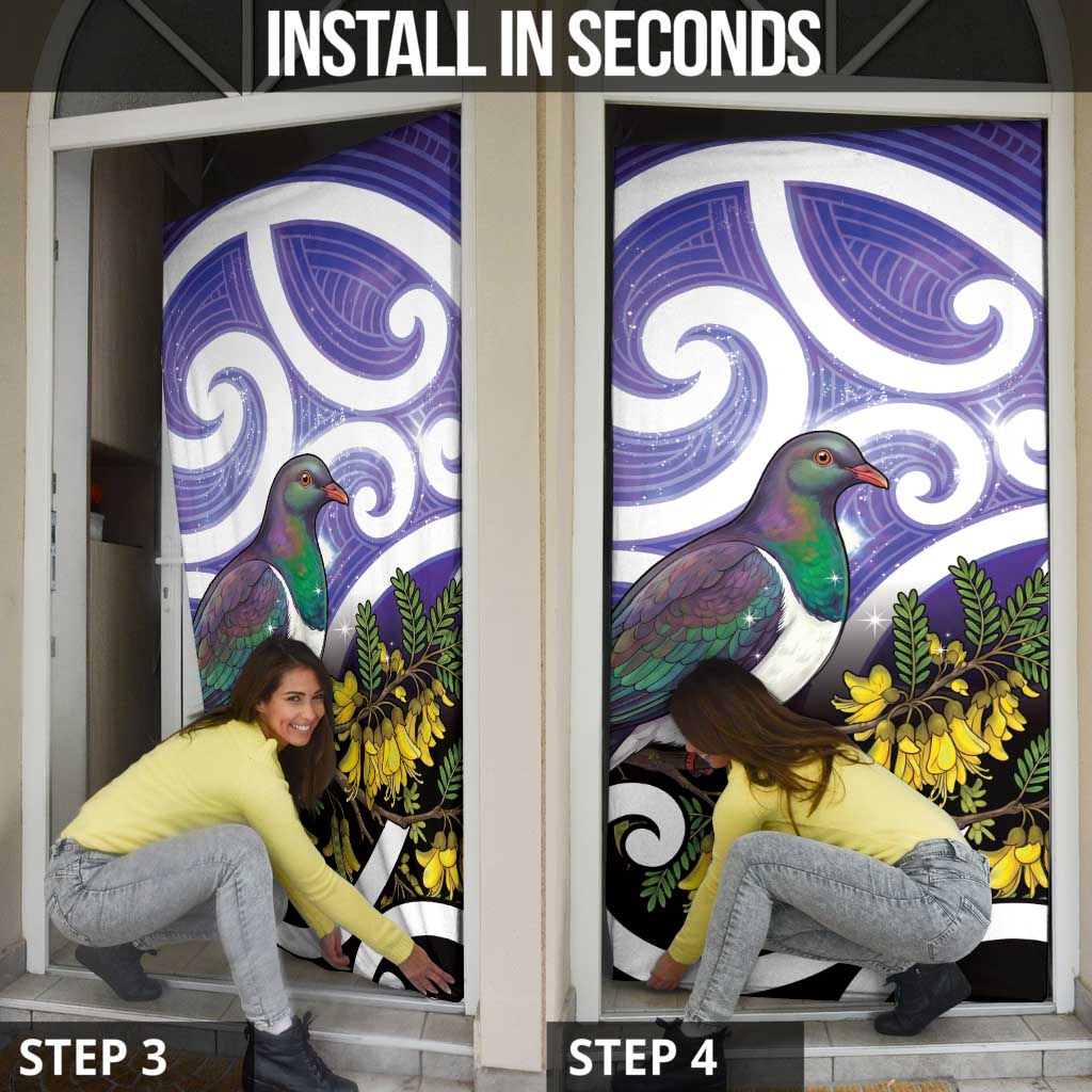 Kekeru New Zealand Matariki Door Cover Kukupa Kowhai Maori New Year Purple Version LT14 - Polynesian Pride