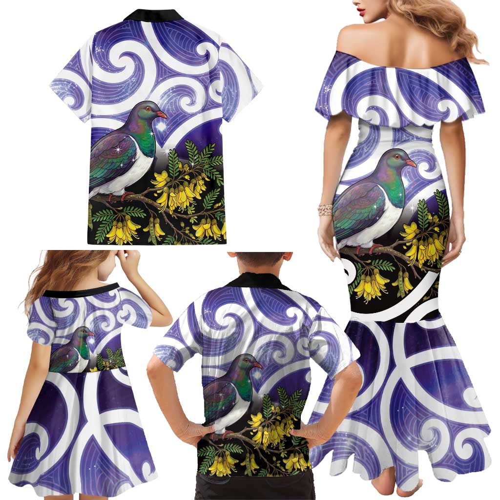 Kekeru New Zealand Matariki Family Matching Mermaid Dress and Hawaiian Shirt Kukupa Kowhai Maori New Year Purple Version LT14 - Polynesian Pride