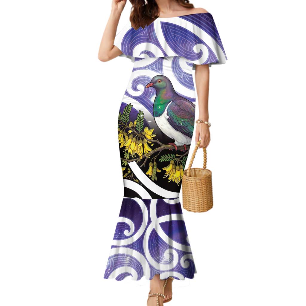 Kekeru New Zealand Matariki Family Matching Mermaid Dress and Hawaiian Shirt Kukupa Kowhai Maori New Year Purple Version LT14 Mom's Dress Purple - Polynesian Pride