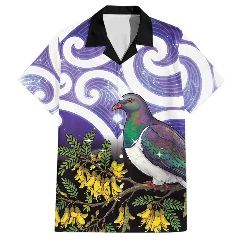 Kekeru New Zealand Matariki Family Matching Puletasi and Hawaiian Shirt Kukupa Kowhai Maori New Year Purple Version LT14 Dad's Shirt - Short Sleeve Purple - Polynesian Pride
