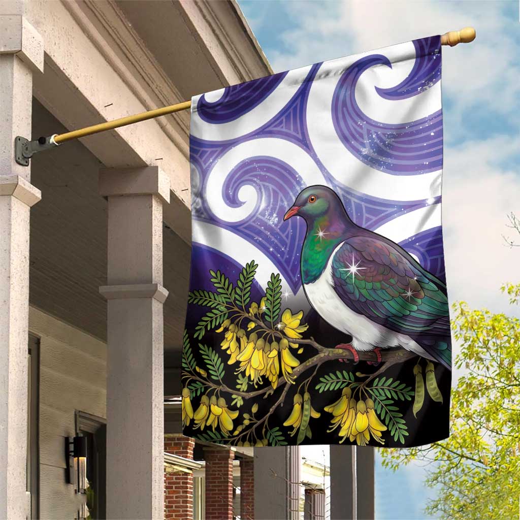 Kekeru New Zealand Matariki Garden Flag Kukupa Kowhai Maori New Year Purple Version LT14 House Flag Purple - Polynesian Pride