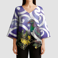 Kekeru New Zealand Matariki Kimono Sleeve Blouse Kukupa Kowhai Maori New Year Purple Version LT14 - Polynesian Pride
