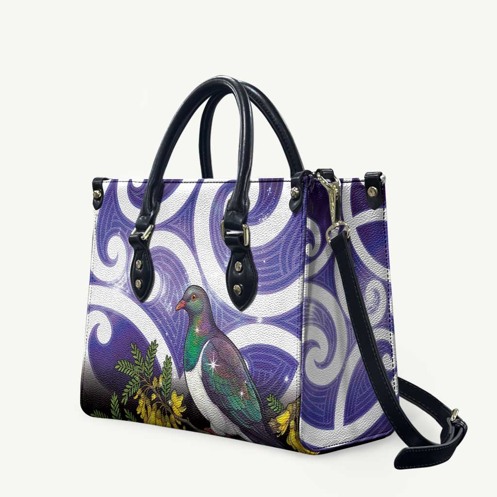 Kekeru New Zealand Matariki Leather Bag Kukupa Kowhai Maori New Year Purple Version