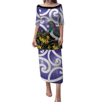 Kekeru New Zealand Matariki Puletasi Kukupa Kowhai Maori New Year Purple Version LT14 Long Dress Purple - Polynesian Pride