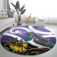 Kekeru New Zealand Matariki Round Carpet Kukupa Kowhai Maori New Year Purple Version LT14 - Polynesian Pride