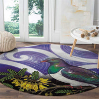 Kekeru New Zealand Matariki Round Carpet Kukupa Kowhai Maori New Year Purple Version LT14 - Polynesian Pride