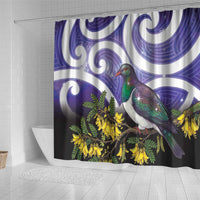 Kekeru New Zealand Matariki Shower Curtain Kukupa Kowhai Maori New Year Purple Version LT14 - Polynesian Pride