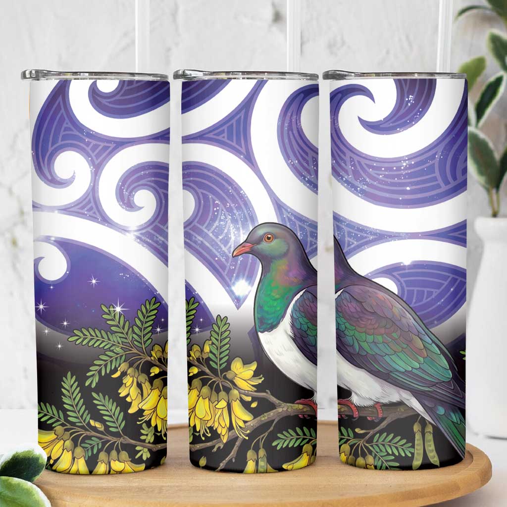 Kekeru New Zealand Matariki Skinny Tumbler Kukupa Kowhai Maori New Year Purple Version LT14 - Polynesian Pride