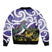 Kekeru New Zealand Matariki Sleeve Zip Bomber Jacket Kukupa Kowhai Maori New Year Purple Version LT14 - Polynesian Pride