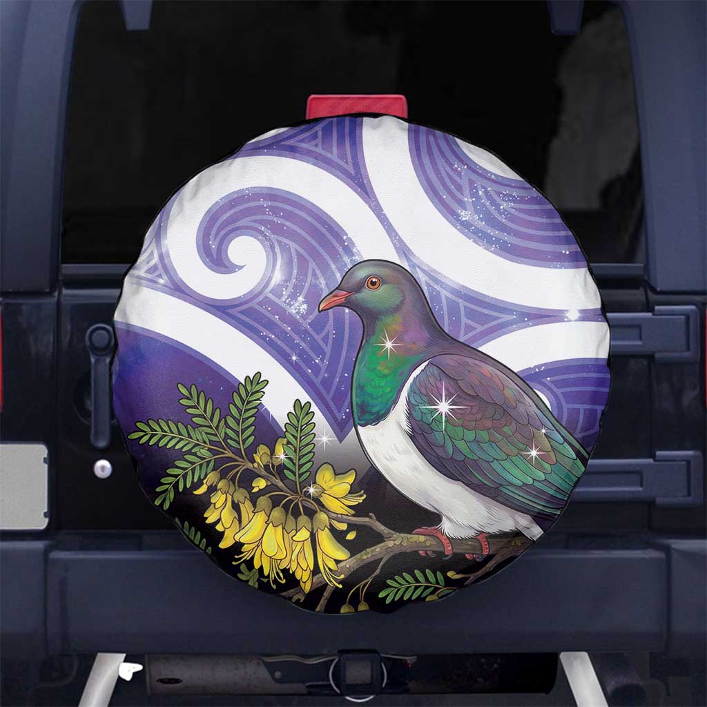 Kekeru New Zealand Matariki Spare Tire Cover Kukupa Kowhai Maori New Year Purple Version