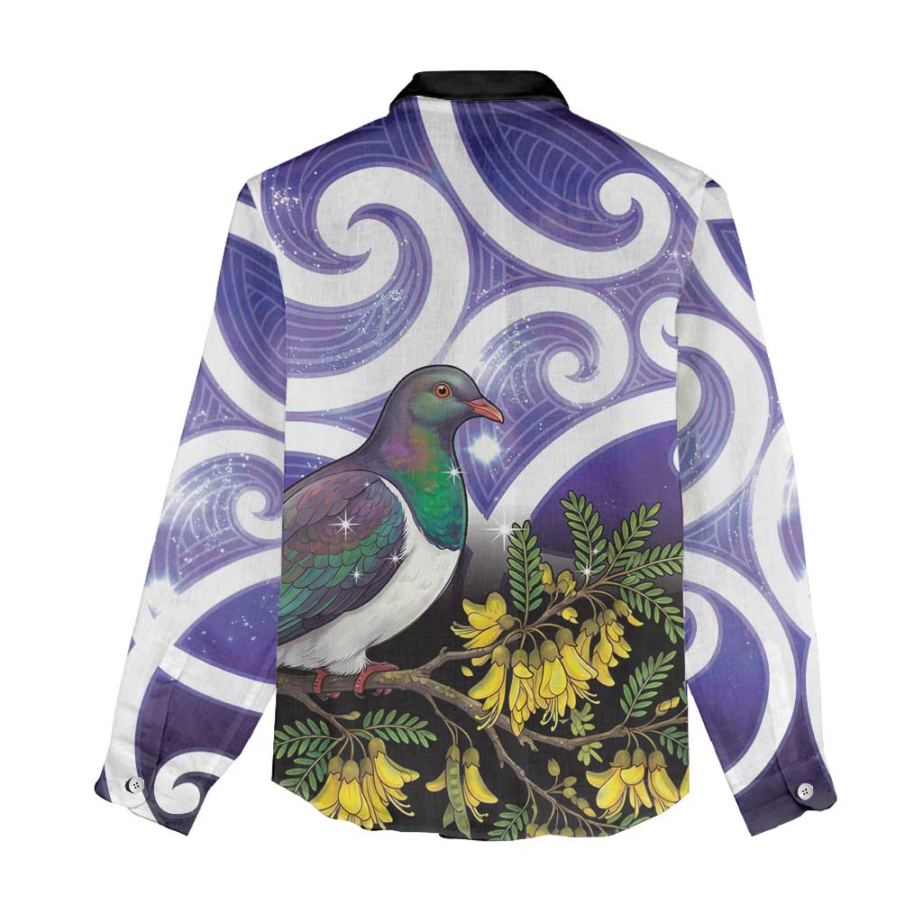 Kekeru New Zealand Matariki Women Casual Shirt Kukupa Kowhai Maori New Year Purple Version LT14 - Polynesian Pride