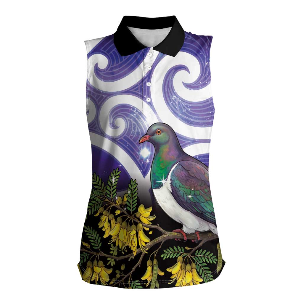 Kekeru New Zealand Matariki Women Sleeveless Polo Shirt Kukupa Kowhai Maori New Year Purple Version LT14 Female Purple - Polynesian Pride