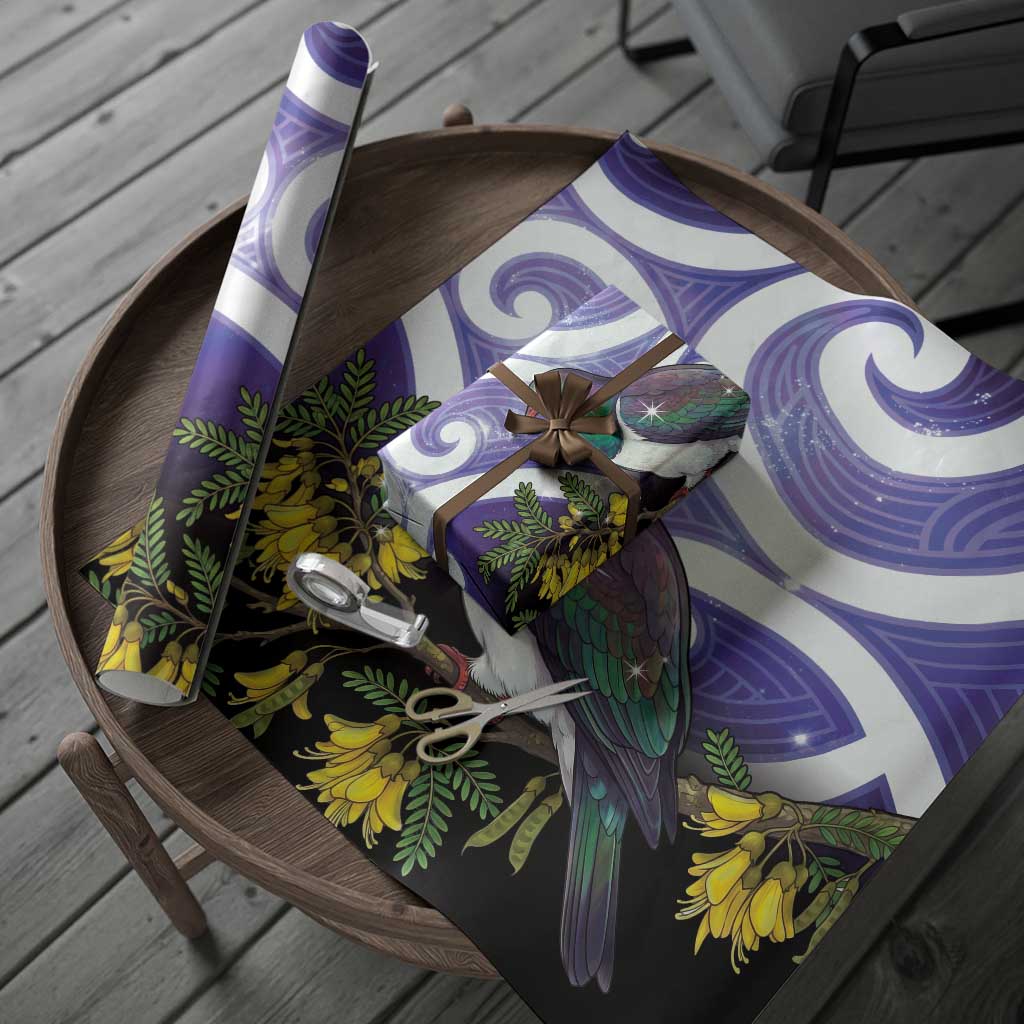 Kekeru New Zealand Matariki Wrapping Paper Kukupa Kowhai Maori New Year Purple Version LT14 - Polynesian Pride