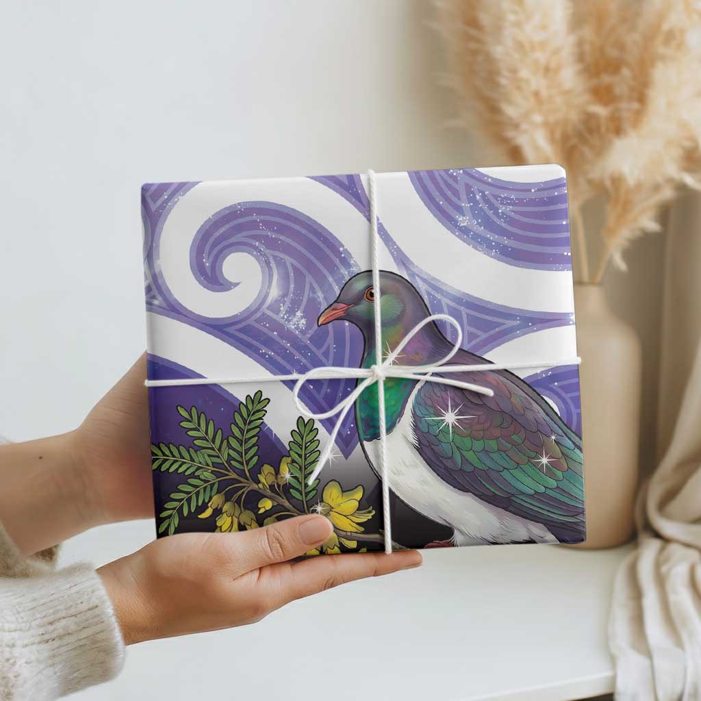 Kekeru New Zealand Matariki Wrapping Paper Kukupa Kowhai Maori New Year Purple Version LT14 - Polynesian Pride