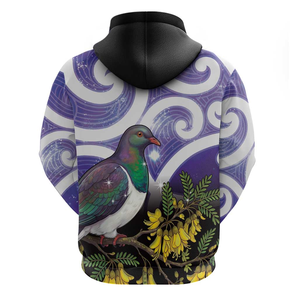 Kekeru New Zealand Matariki Zip Hoodie Kukupa Kowhai Maori New Year Purple Version LT14 - Polynesian Pride