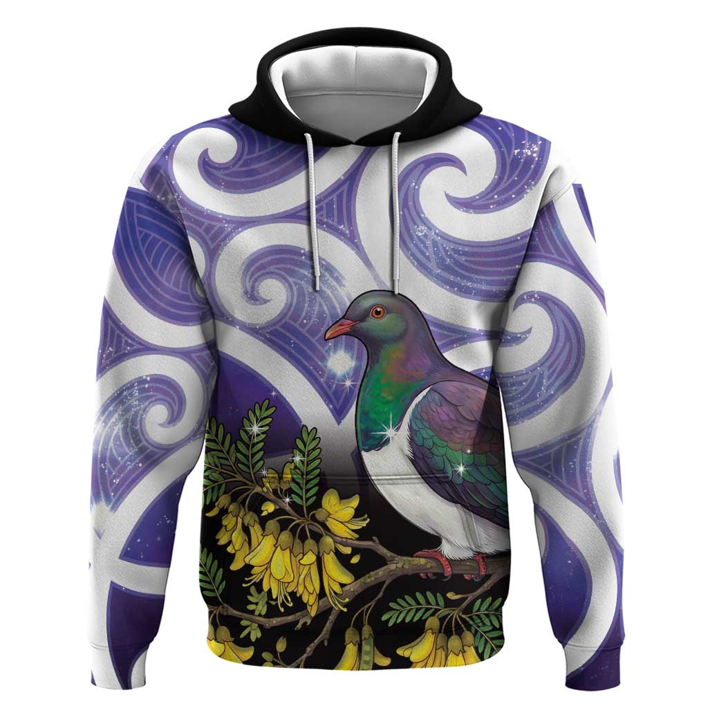 Kekeru New Zealand Matariki Zip Hoodie Kukupa Kowhai Maori New Year Purple Version LT14 Pullover Hoodie Purple - Polynesian Pride