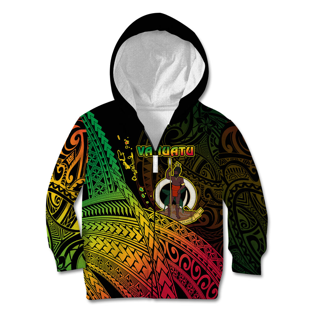Polynesian Pride Vanuatu Kid Hoodie Proud To Be A Ni-Van LT14 Zip Hoodie Black - Polynesian Pride