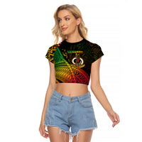 Personalised Vanuatu Raglan Cropped T Shirt Proud To Be A Ni-Van LT14 Female Black - Polynesian Pride