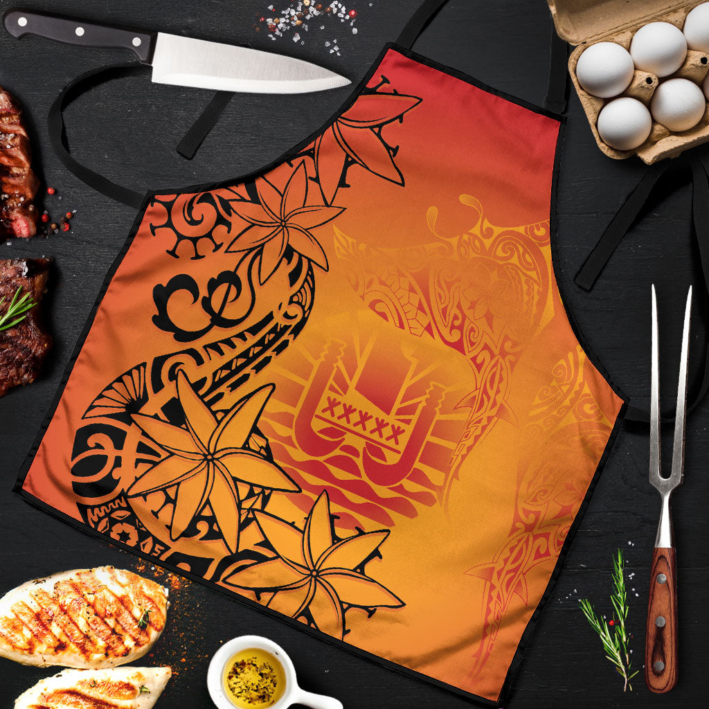 French Polynesia Manta Ray Tattoo Apron Tahiti Hahalua Tiare Maori Gradient Style