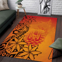 French Polynesia Manta Ray Tattoo Area Rug Tahiti Hahalua Tiare Maori Gradient Style LT14 Orange - Polynesian Pride