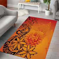 French Polynesia Manta Ray Tattoo Area Rug Tahiti Hahalua Tiare Maori Gradient Style LT14 - Polynesian Pride