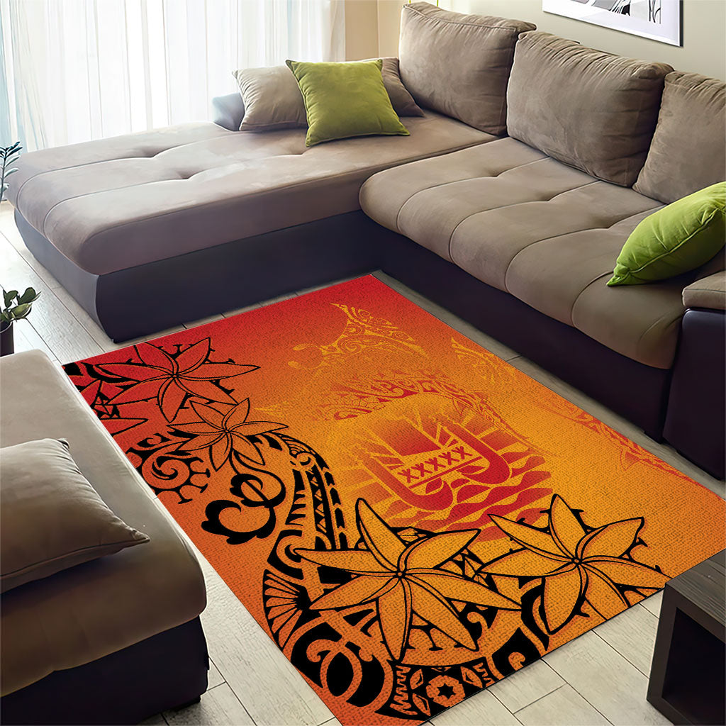 French Polynesia Manta Ray Tattoo Area Rug Tahiti Hahalua Tiare Maori Gradient Style LT14 - Polynesian Pride