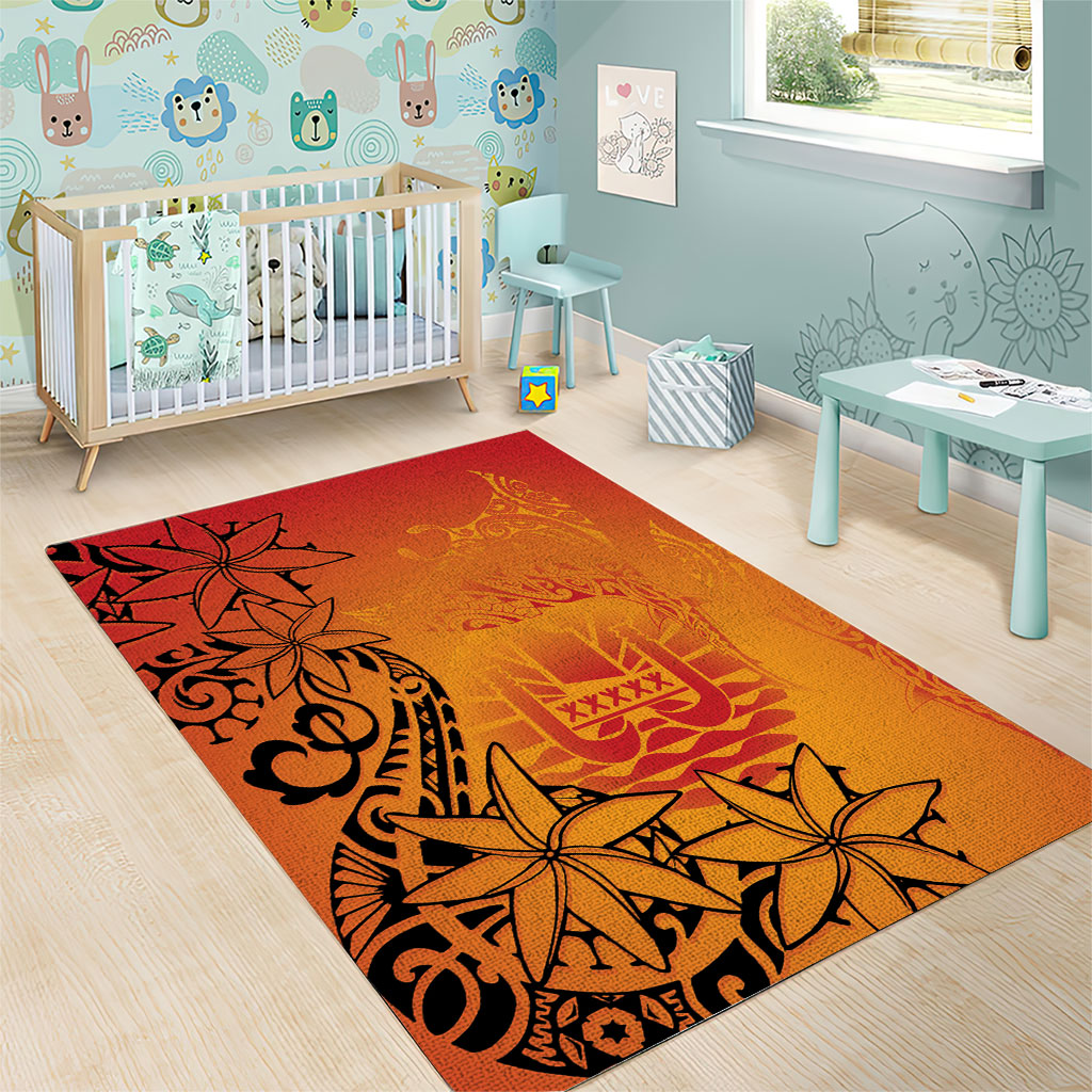 French Polynesia Manta Ray Tattoo Area Rug Tahiti Hahalua Tiare Maori Gradient Style LT14 - Polynesian Pride