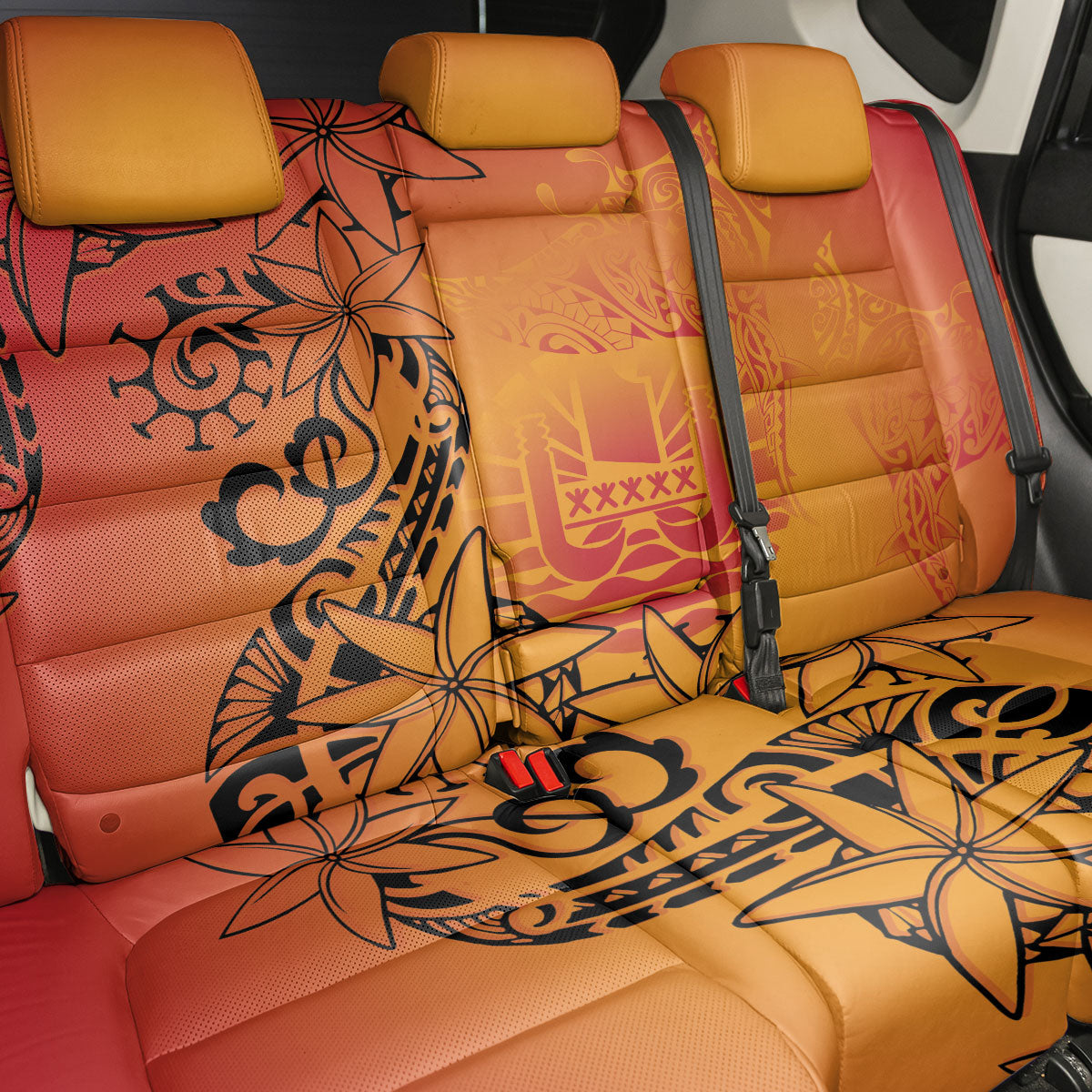 French Polynesia Manta Ray Tattoo Back Car Seat Cover Tahiti Hahalua Tiare Maori Gradient Style