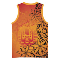 French Polynesia Manta Ray Tattoo Basketball Jersey Tahiti Hahalua Tiare Maori Gradient Style