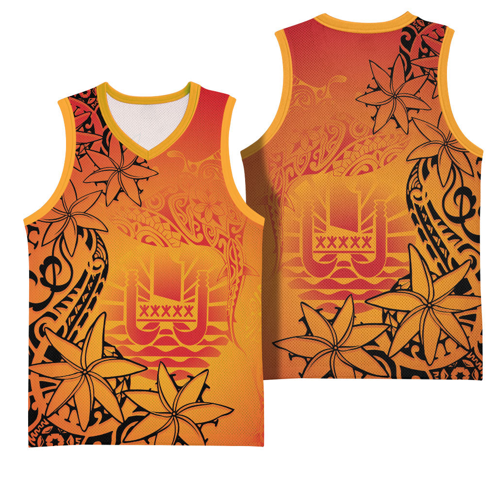 French Polynesia Manta Ray Tattoo Basketball Jersey Tahiti Hahalua Tiare Maori Gradient Style