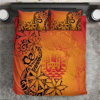 French Polynesia Manta Ray Tattoo Bedding Set Tahiti Hahalua Tiare Maori Gradient Style LT14 Orange - Polynesian Pride