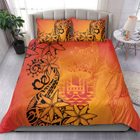 French Polynesia Manta Ray Tattoo Bedding Set Tahiti Hahalua Tiare Maori Gradient Style LT14 - Polynesian Pride