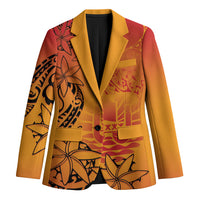 French Polynesia Manta Ray Tattoo Blazer Tahiti Hahalua Tiare Maori Gradient Style