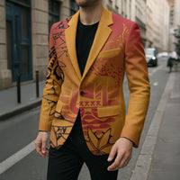 French Polynesia Manta Ray Tattoo Blazer Tahiti Hahalua Tiare Maori Gradient Style
