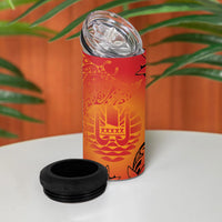 French Polynesia Manta Ray Tattoo 4 in 1 Can Cooler Tumbler Tahiti Hahalua Tiare Maori Gradient Style LT14 - Polynesian Pride