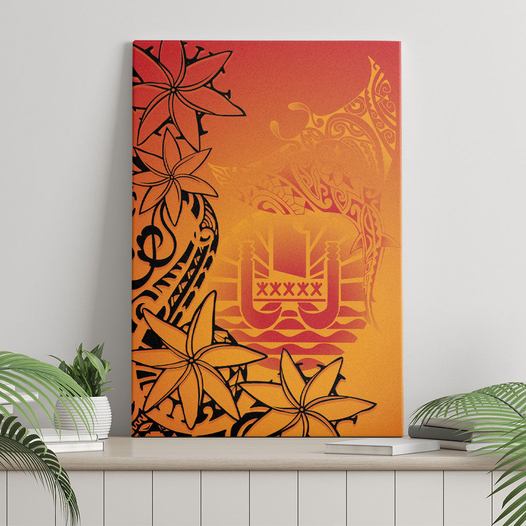 French Polynesia Manta Ray Tattoo Canvas Wall Art Tahiti Hahalua Tiare Maori Gradient Style LT14 - Polynesian Pride
