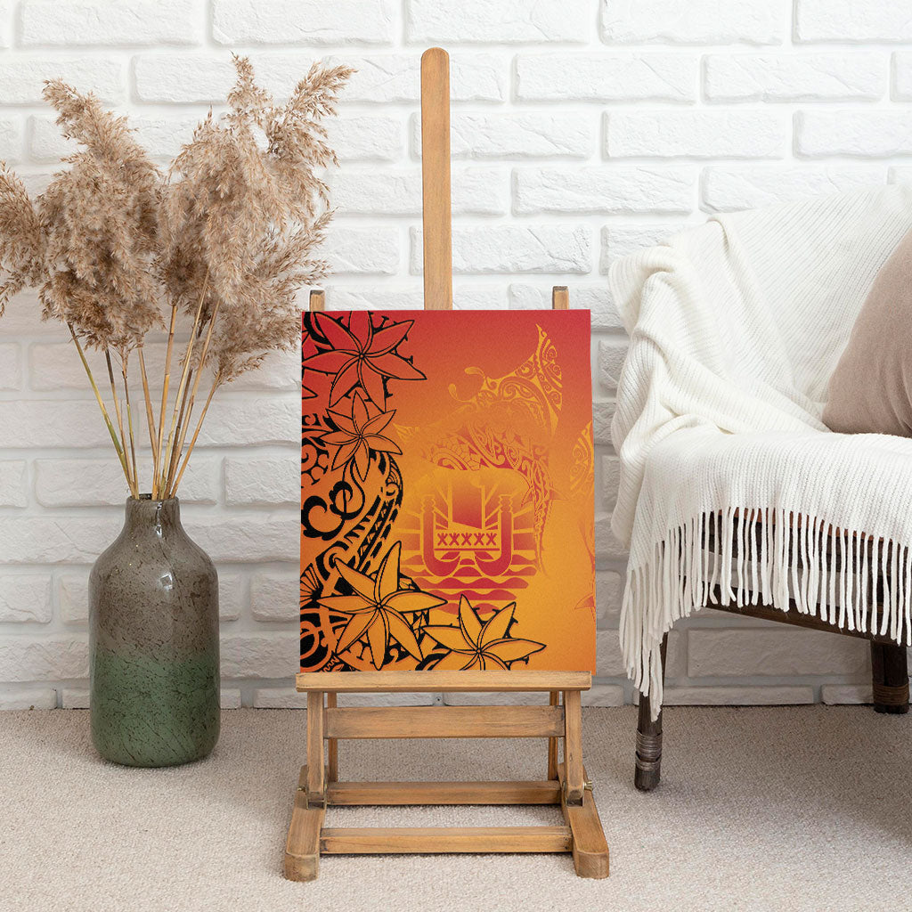 French Polynesia Manta Ray Tattoo Canvas Wall Art Tahiti Hahalua Tiare Maori Gradient Style LT14 - Polynesian Pride
