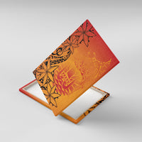 French Polynesia Manta Ray Tattoo Canvas Wall Art Tahiti Hahalua Tiare Maori Gradient Style LT14 With Frame Orange - Polynesian Pride