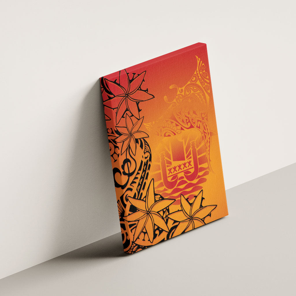 French Polynesia Manta Ray Tattoo Canvas Wall Art Tahiti Hahalua Tiare Maori Gradient Style LT14 - Polynesian Pride