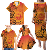 French Polynesia Manta Ray Tattoo Family Matching Puletasi and Hawaiian Shirt Tahiti Hahalua Tiare Maori Gradient Style LT14 - Polynesian Pride