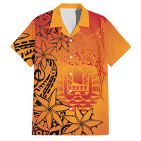 French Polynesia Manta Ray Tattoo Family Matching Tank Maxi Dress and Hawaiian Shirt Tahiti Hahalua Tiare Maori Gradient Style LT14 Dad's Shirt - Short Sleeve Orange - Polynesian Pride