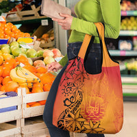 French Polynesia Manta Ray Tattoo Grocery Bag Tahiti Hahalua Tiare Maori Gradient Style