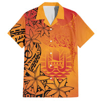 French Polynesia Manta Ray Tattoo Hawaiian Shirt Tahiti Hahalua Tiare Maori Gradient Style LT14 Orange - Polynesian Pride